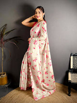 Classic Soft Chiffon Resham Cutwork Saree
