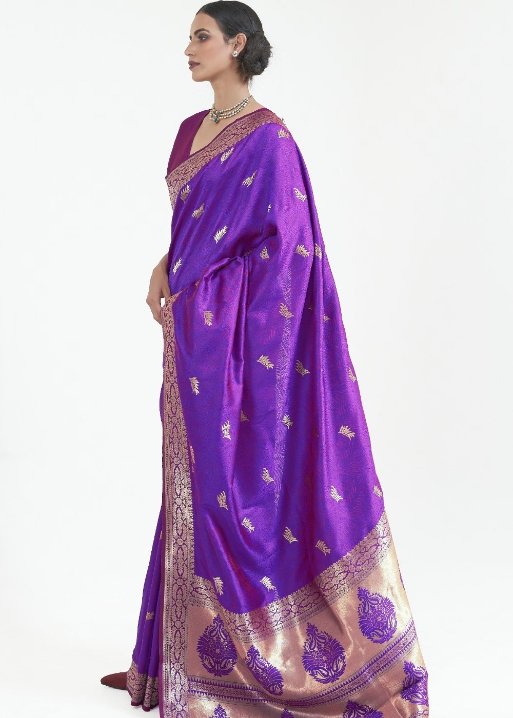 Grape Purple Woven Kanjivaram Silk Saree