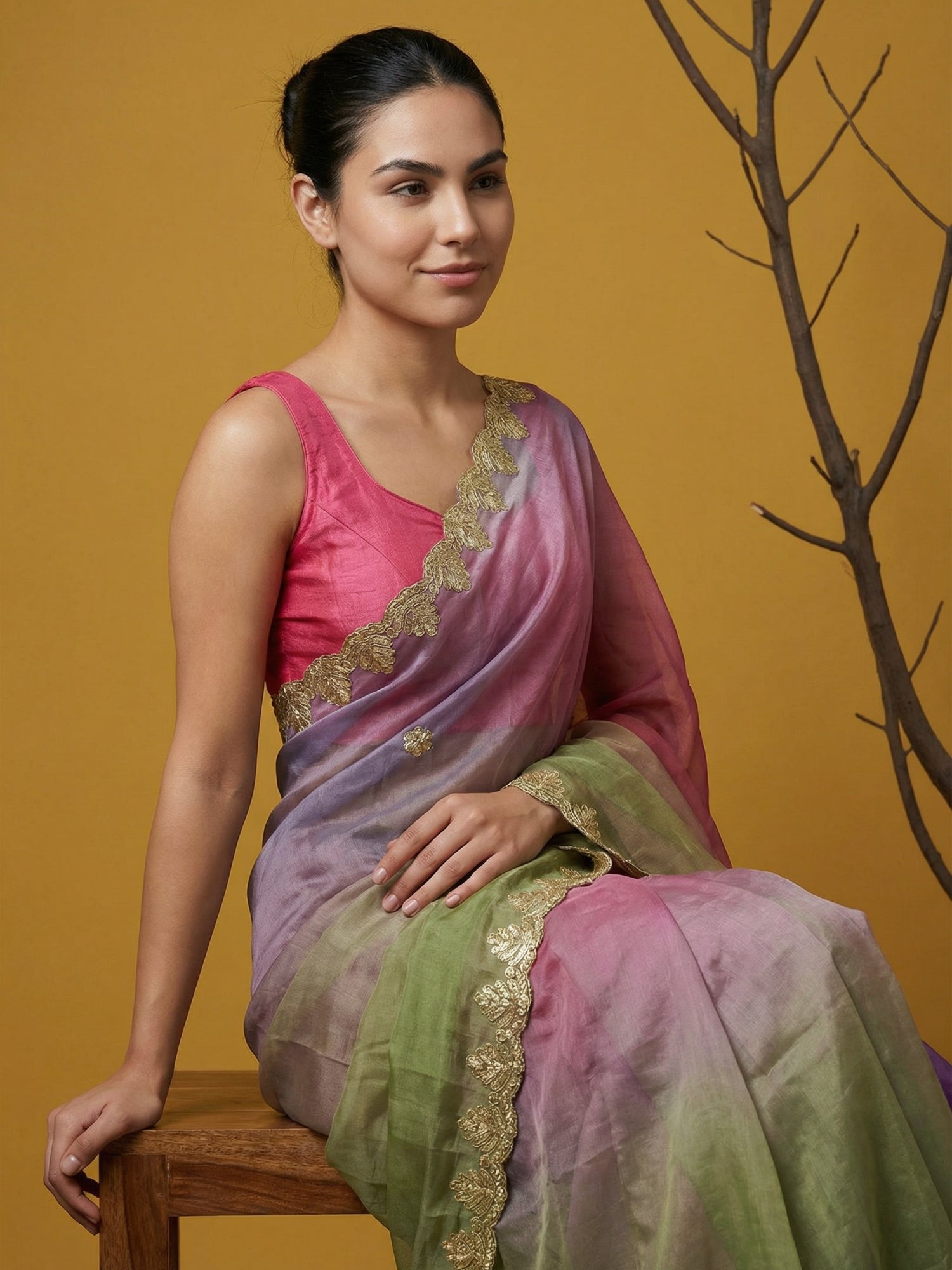 Fendy Satin Designer Saree with Gotapatti Work and Cutwork Piping Border Party Wedding Wear Saree