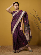 Soft Organza Meenakari Woven Saree with Jamdani Zari Pallu and Brocade Blouse Festive Wedding Party Wear Saree