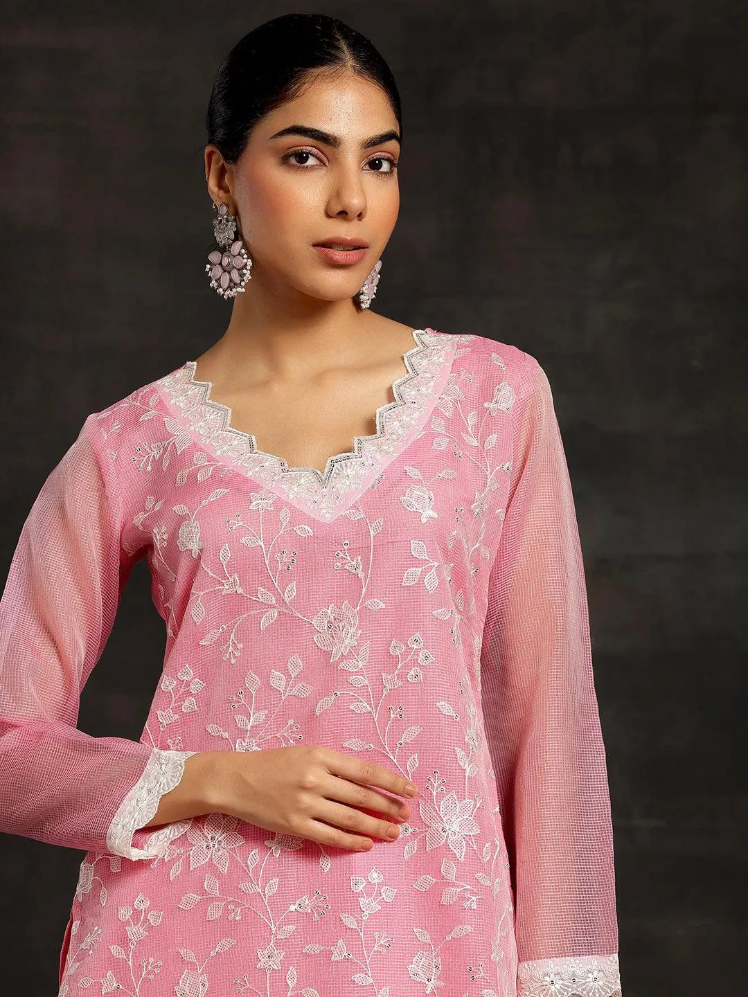 Libas Pink Embroidered Cotton Pakistani Suit