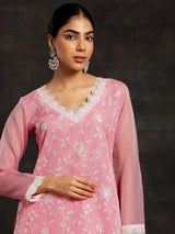Libas Pink Embroidered Cotton Pakistani Suit