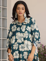 Gerua Blue Printed Silk Blend Co-Ords