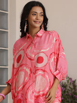 Gerua Pink Printed Silk Blend Co-Ords