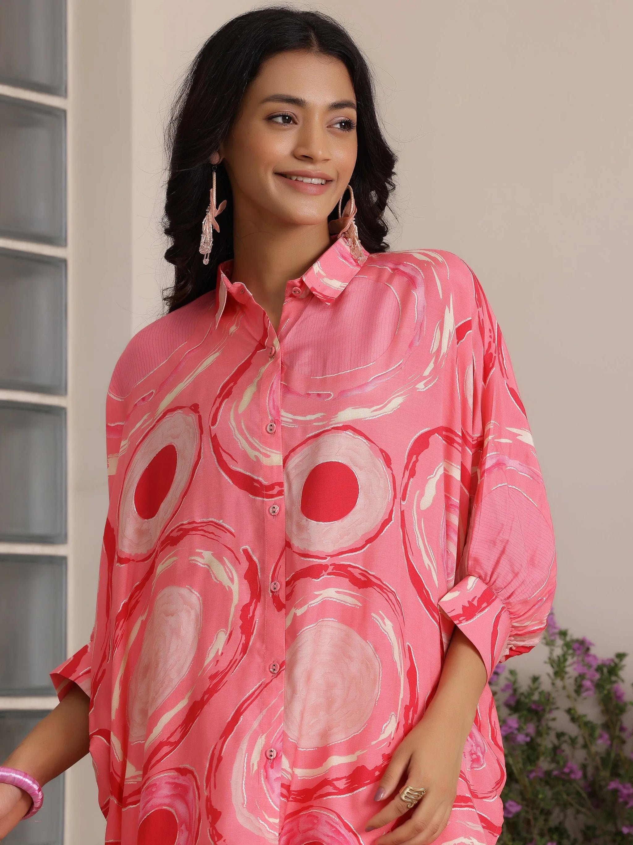 Gerua Pink Printed Silk Blend Co-Ords