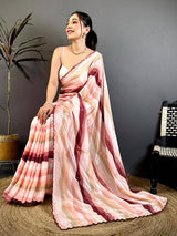 Radiant Soft Chiffon Striped Cutwork Saree