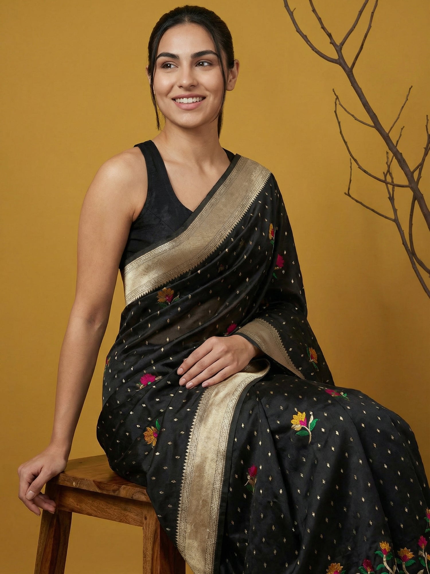Soft Organza Meenakari Woven Saree with Jamdani Zari Pallu and Brocade Blouse Festive Wedding Party Wear Saree