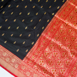 Black contrast with Red - Pure Soft premium Katan Silk Banarasi Saree