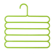 5-Pack Multi-Layer Plastic Clothes Hangers | Space-Saving Multi-Purpose Closet Organizer for Pants, Shirts, Towels – Assorted Colours
