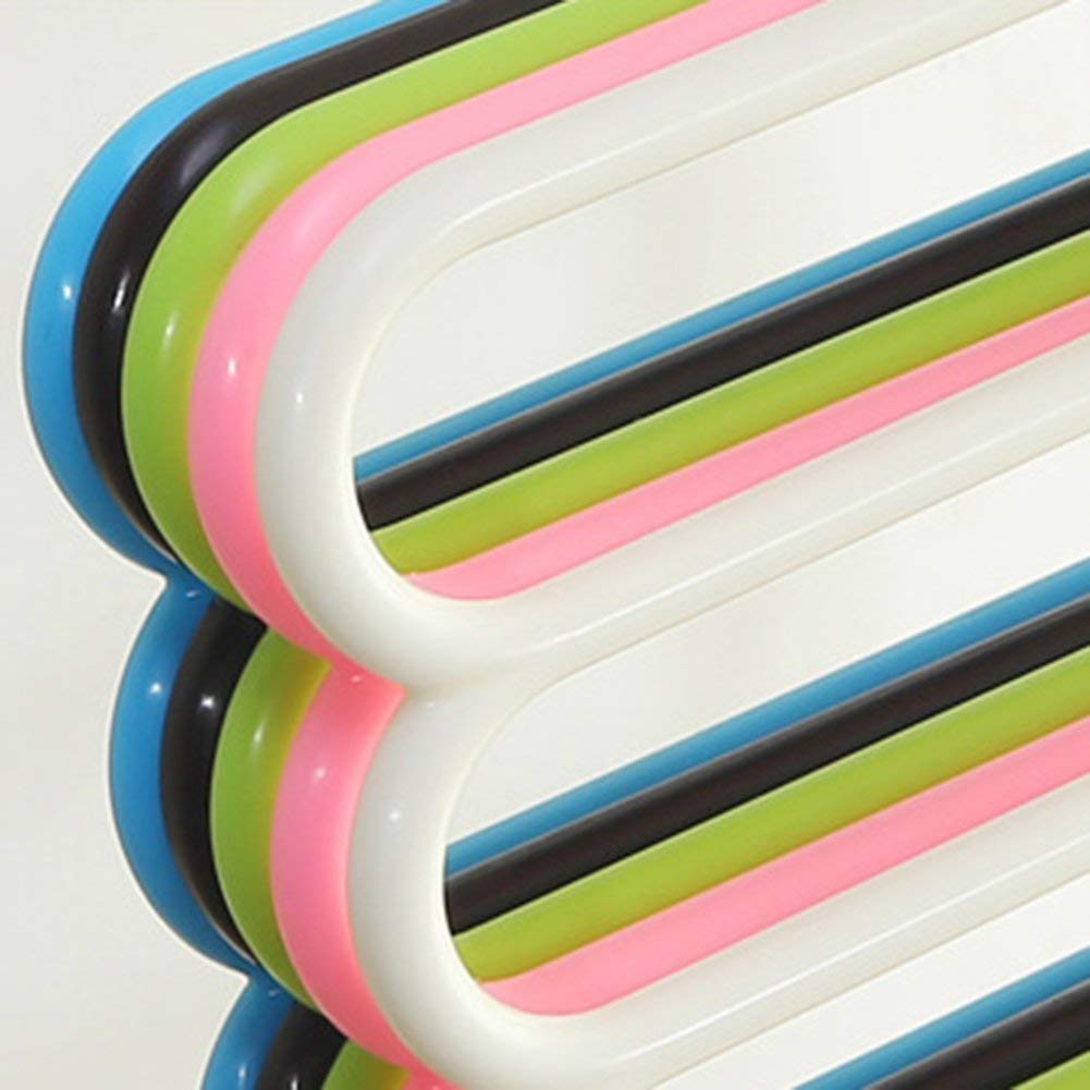 10-Pack Multi-Layer Plastic Clothes Hangers | Space-Saving Multi-Purpose Closet Organizer for Pants, Shirts, Towels – Assorted Colours