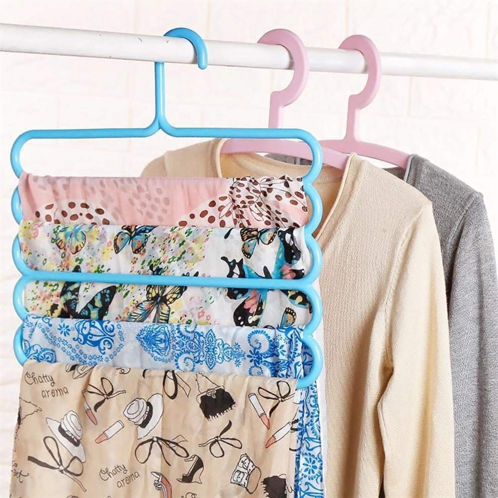 10-Pack Multi-Layer Plastic Clothes Hangers | Space-Saving Multi-Purpose Closet Organizer for Pants, Shirts, Towels – Assorted Colours