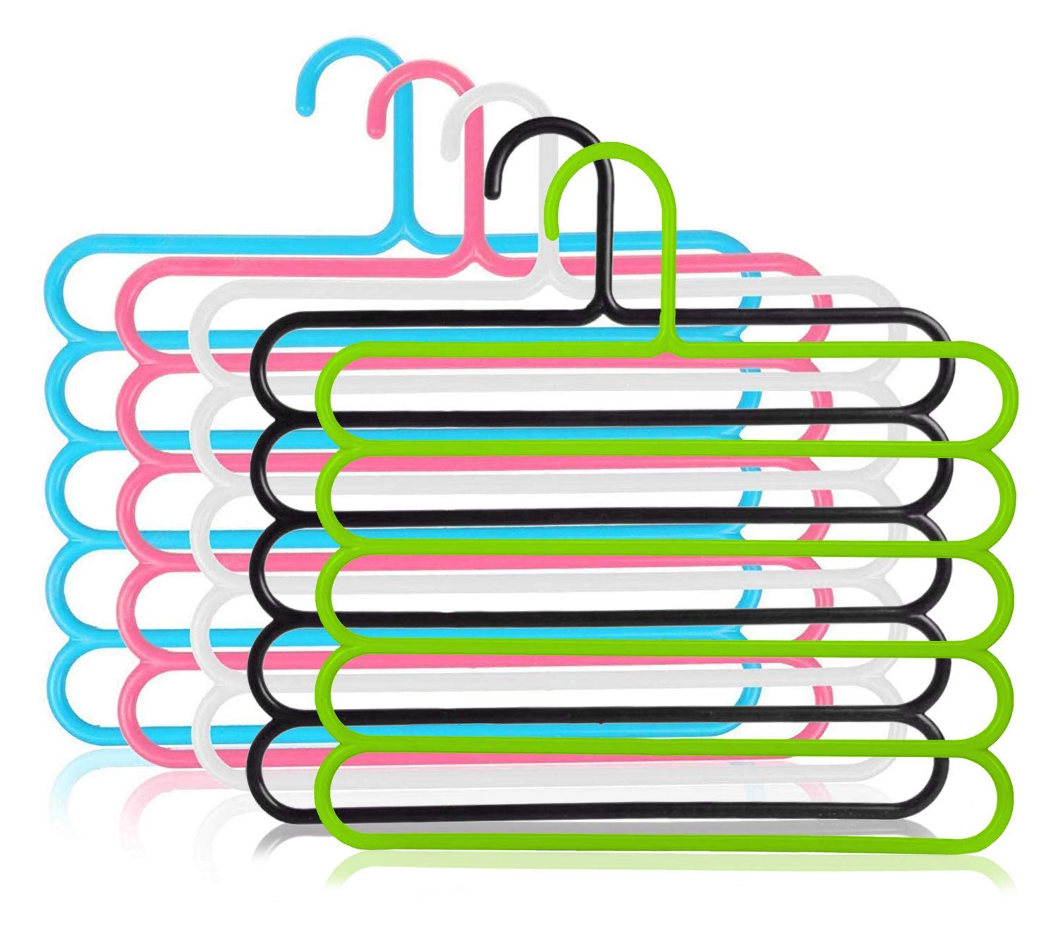 10-Pack Multi-Layer Plastic Clothes Hangers | Space-Saving Multi-Purpose Closet Organizer for Pants, Shirts, Towels – Assorted Colours