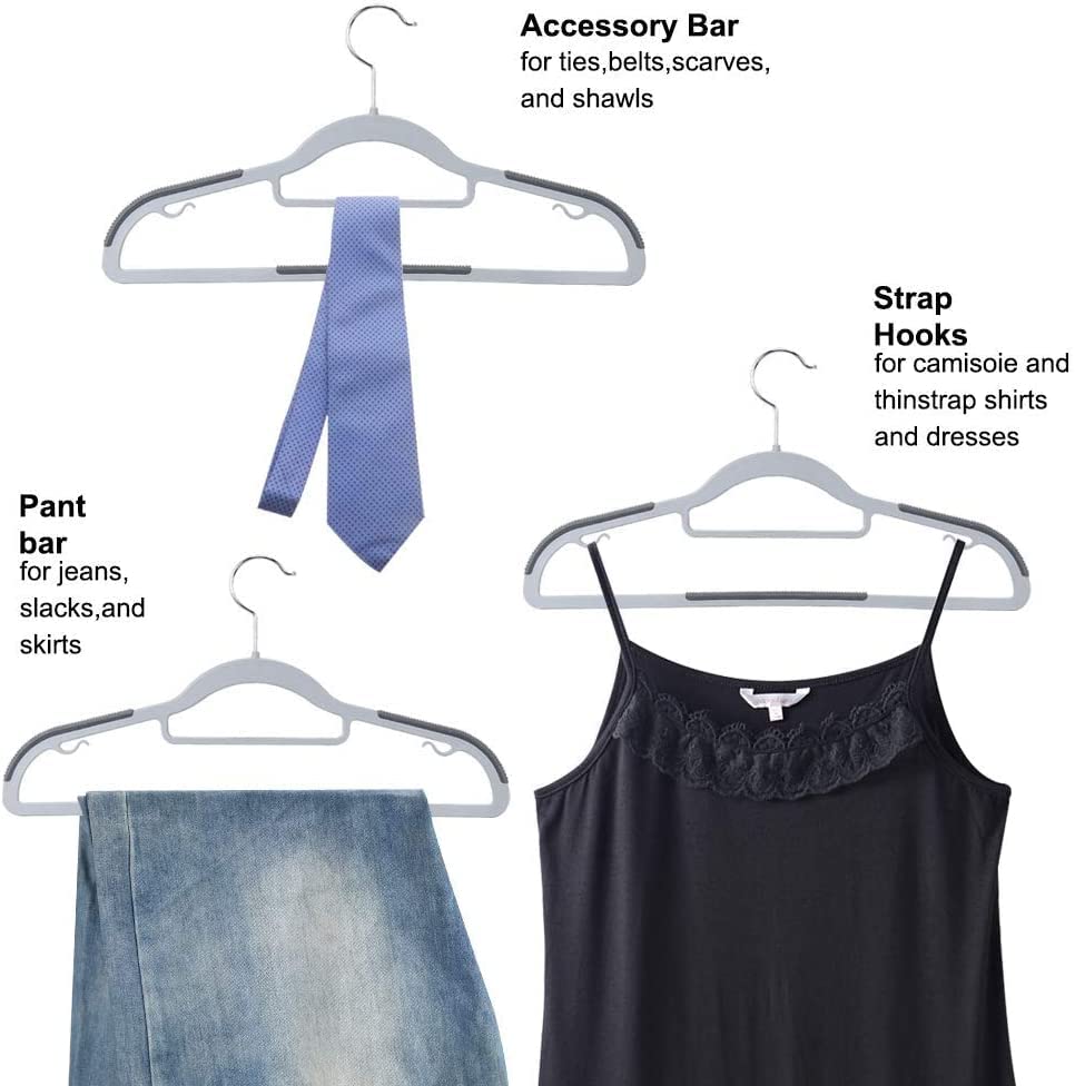 5-Piece Heavy Duty Grey Plastic Clothes Hangers | Non-Slip & Space-Saving | For Wet & Dry Clothes