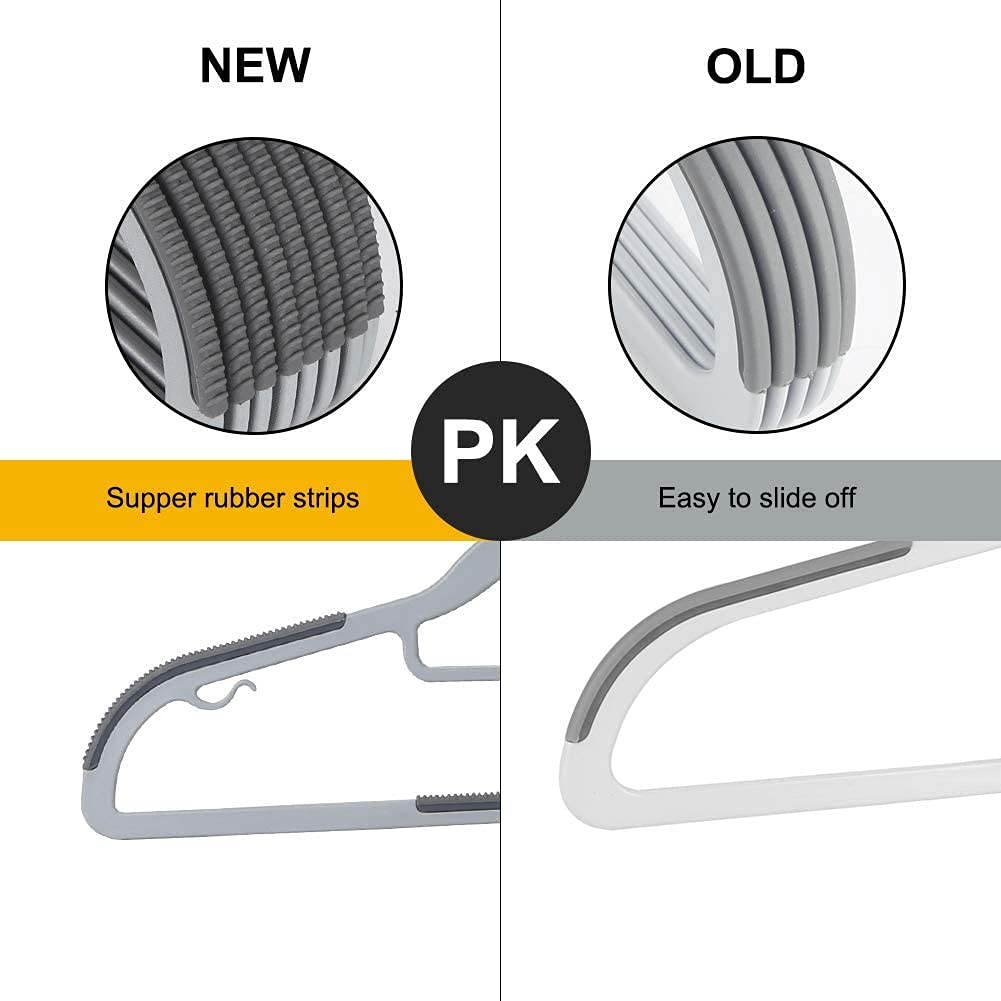 5-Piece Heavy Duty Grey Plastic Clothes Hangers | Non-Slip & Space-Saving | For Wet & Dry Clothes