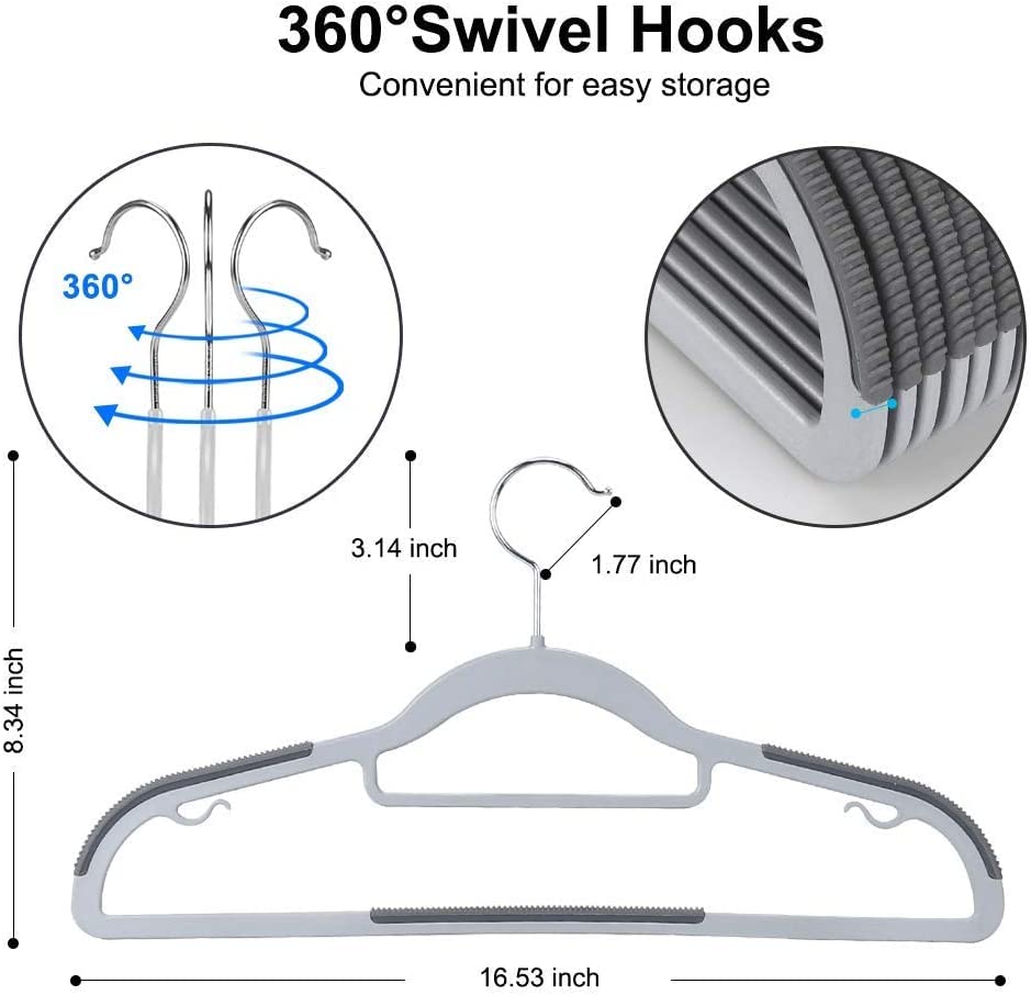 5-Piece Heavy Duty Grey Plastic Clothes Hangers | Non-Slip & Space-Saving | For Wet & Dry Clothes