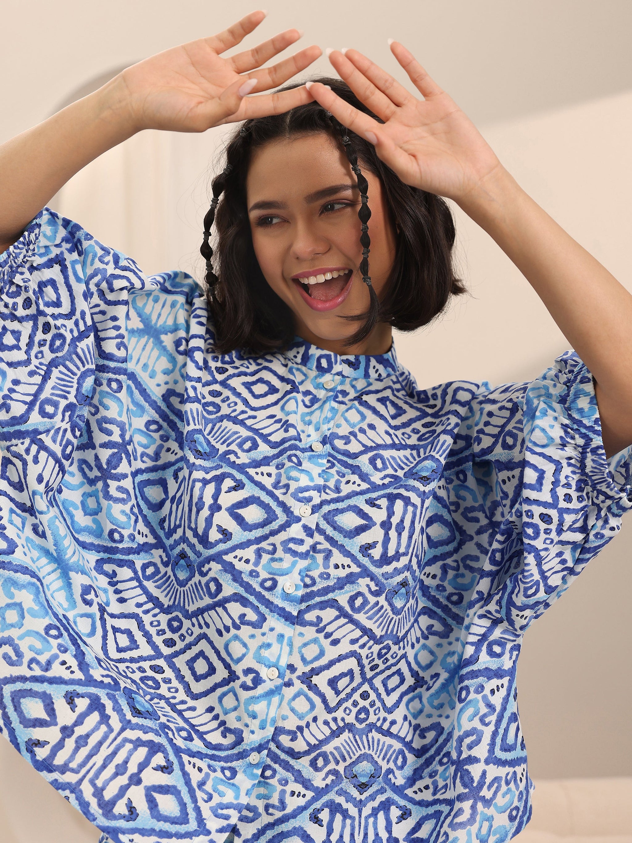 Libas Blue Printed Cotton Night Suits