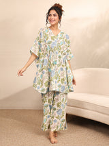 Libas Off White Printed Cotton Night Suit