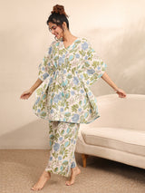 Libas Off White Printed Cotton Night Suit