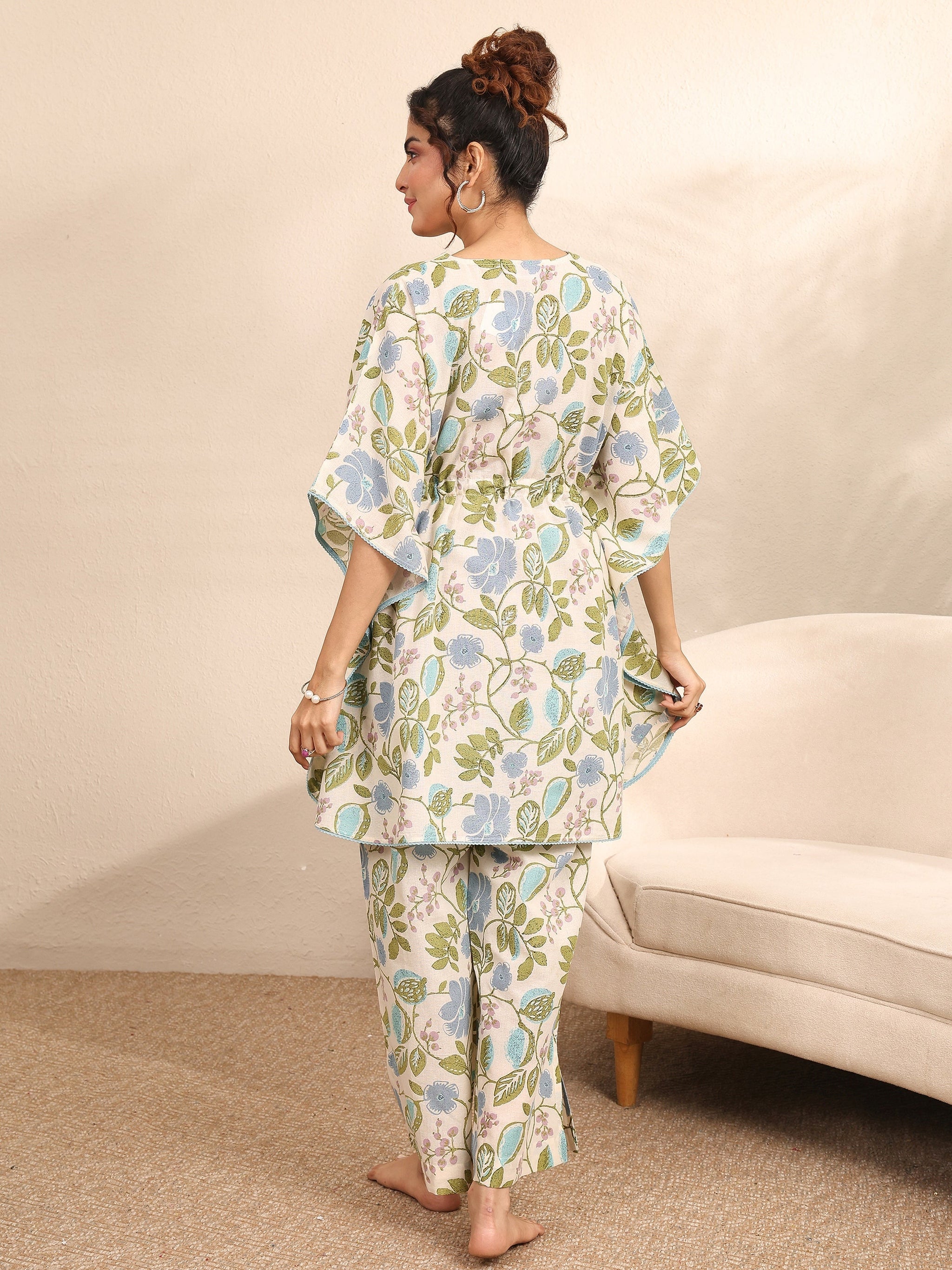 Libas Off White Printed Cotton Night Suit