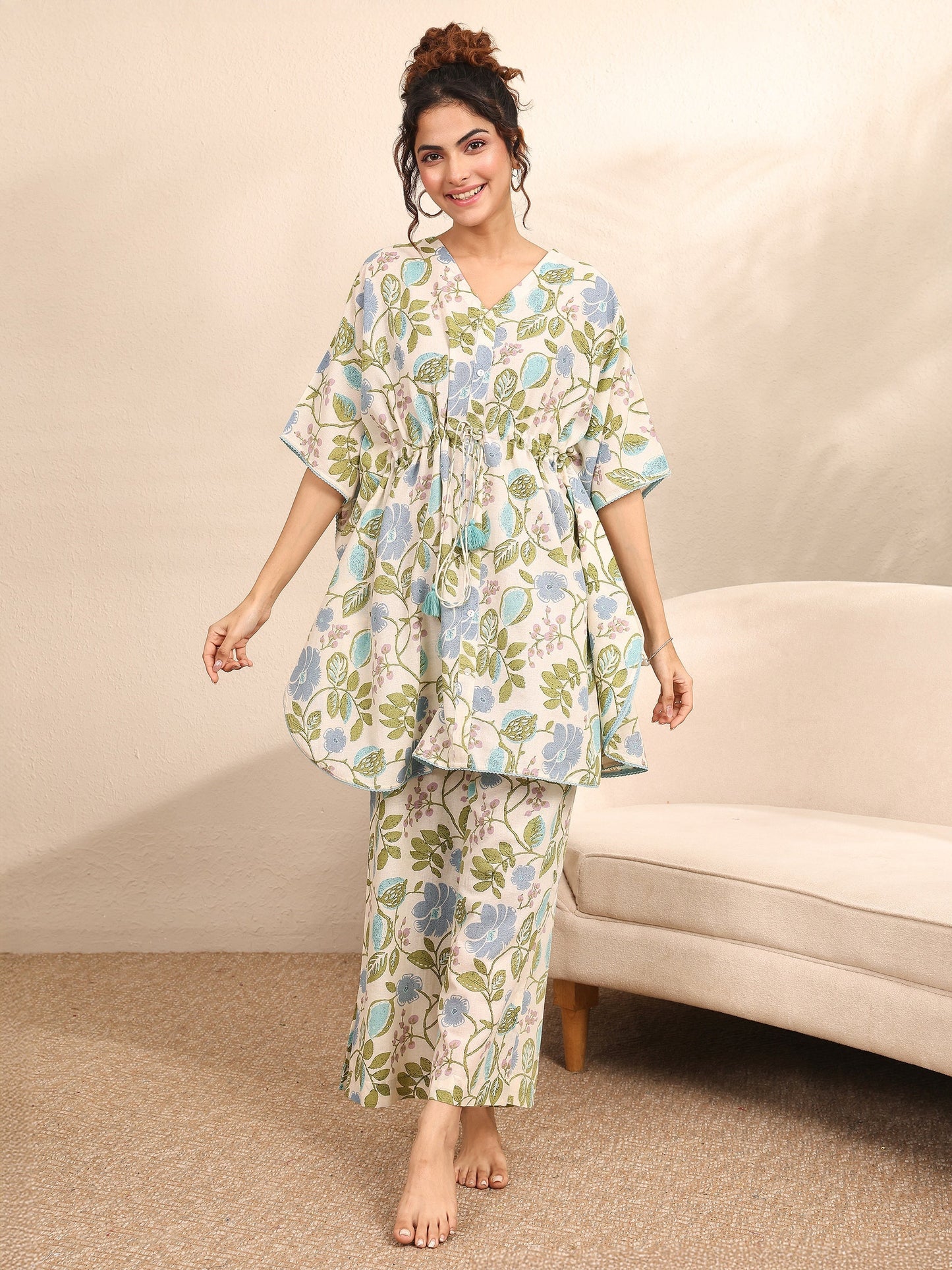 Libas Off White Printed Cotton Night Suit