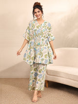 Libas Off White Printed Cotton Night Suit