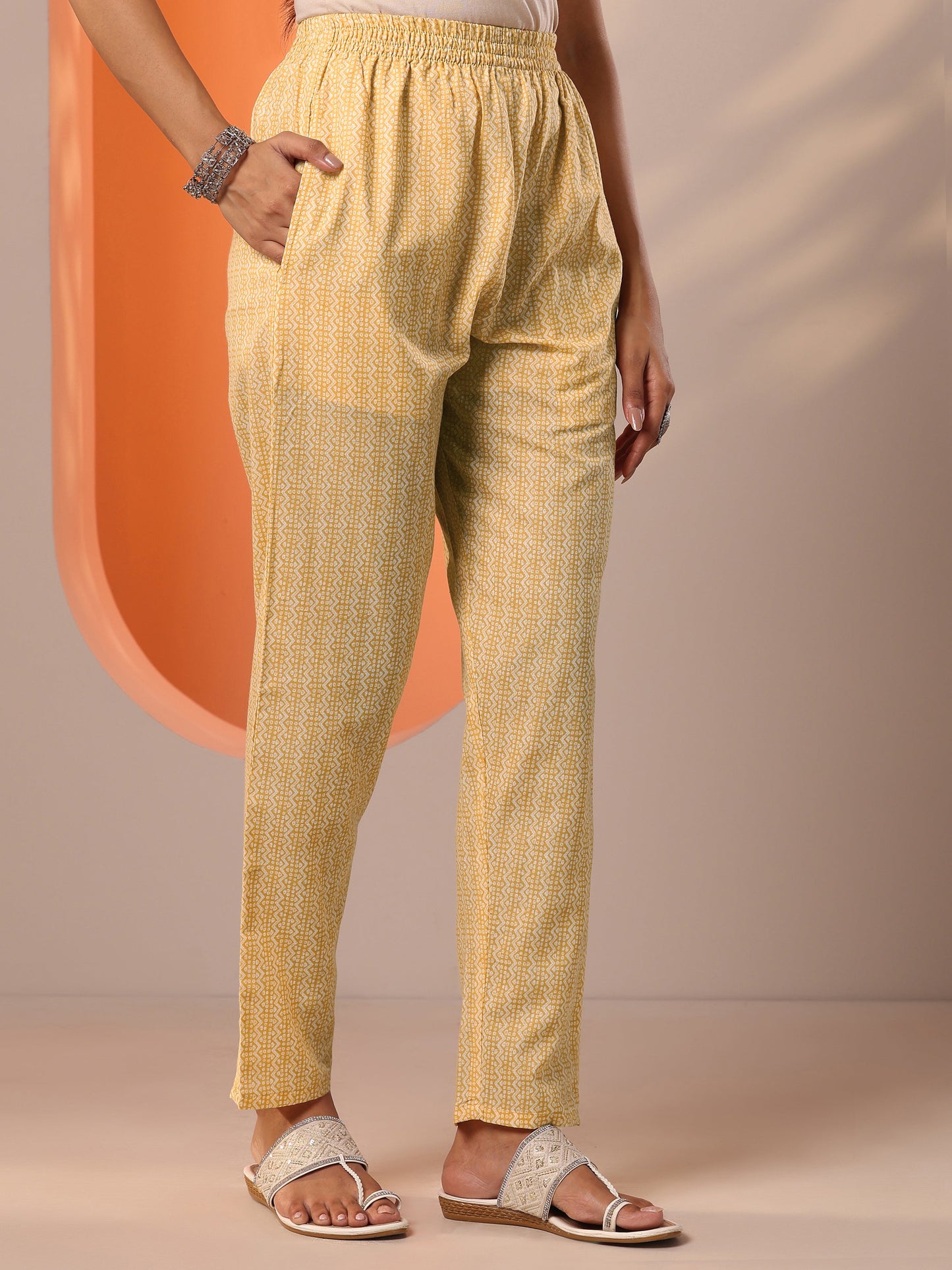 Gerua Yellow Printed Cotton Straight Suit Set With Dupatta