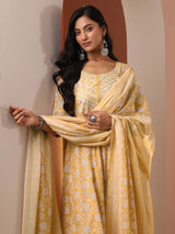 Gerua Yellow Printed Cotton Straight Suit Set With Dupatta