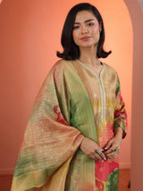 Libas Multi Embellished Silk Blend Straight Suit Set With Dupatta