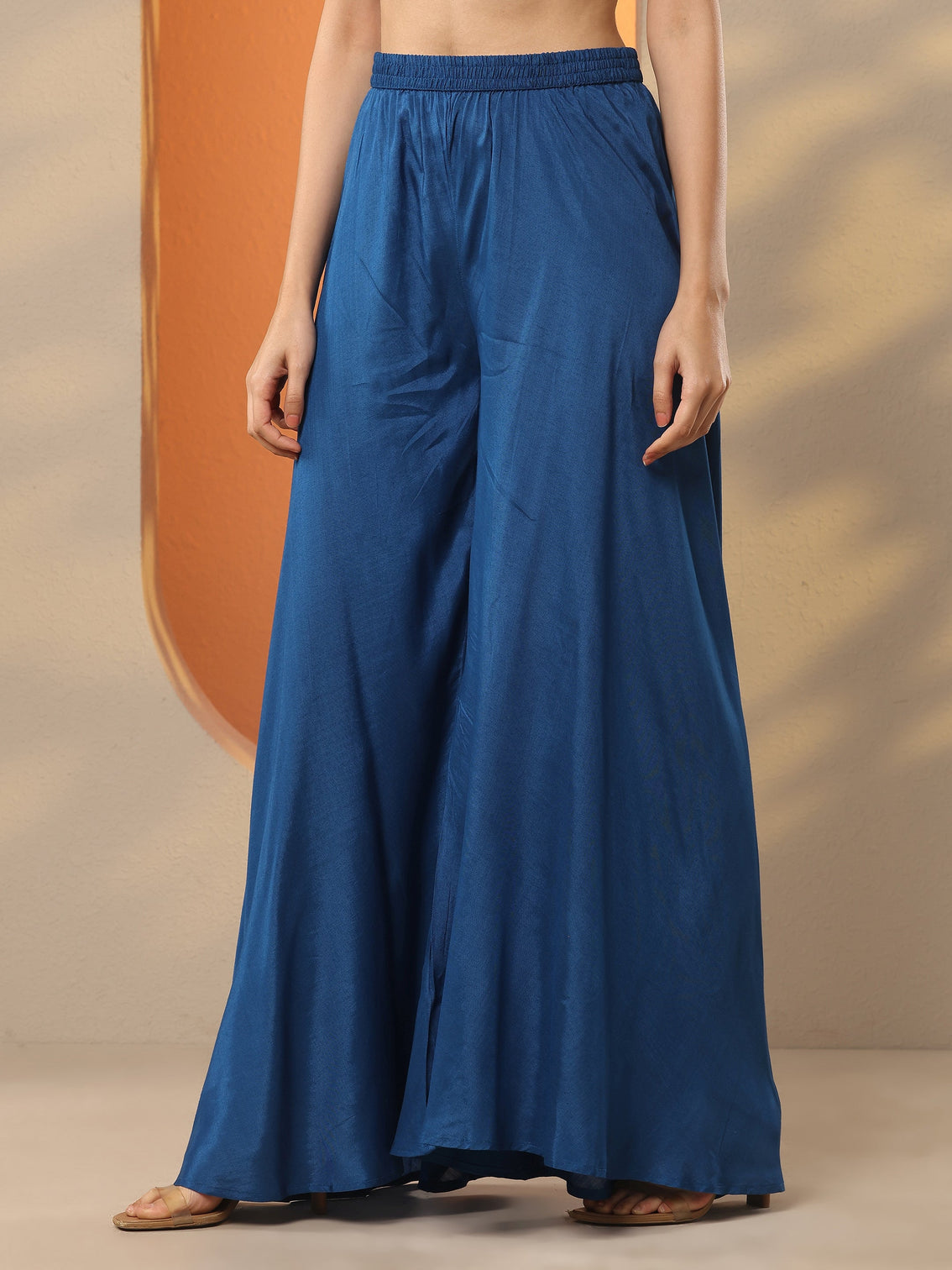 Mameraa Blue Printed Crepe A-Line Kurta Set