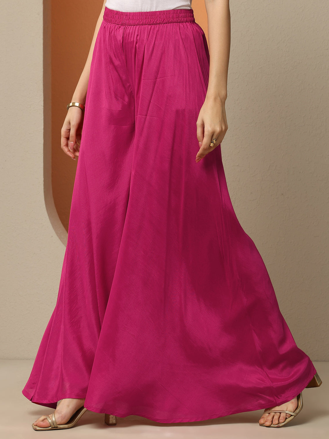 Mameraa Pink Printed Crepe A-Line Kurta Set