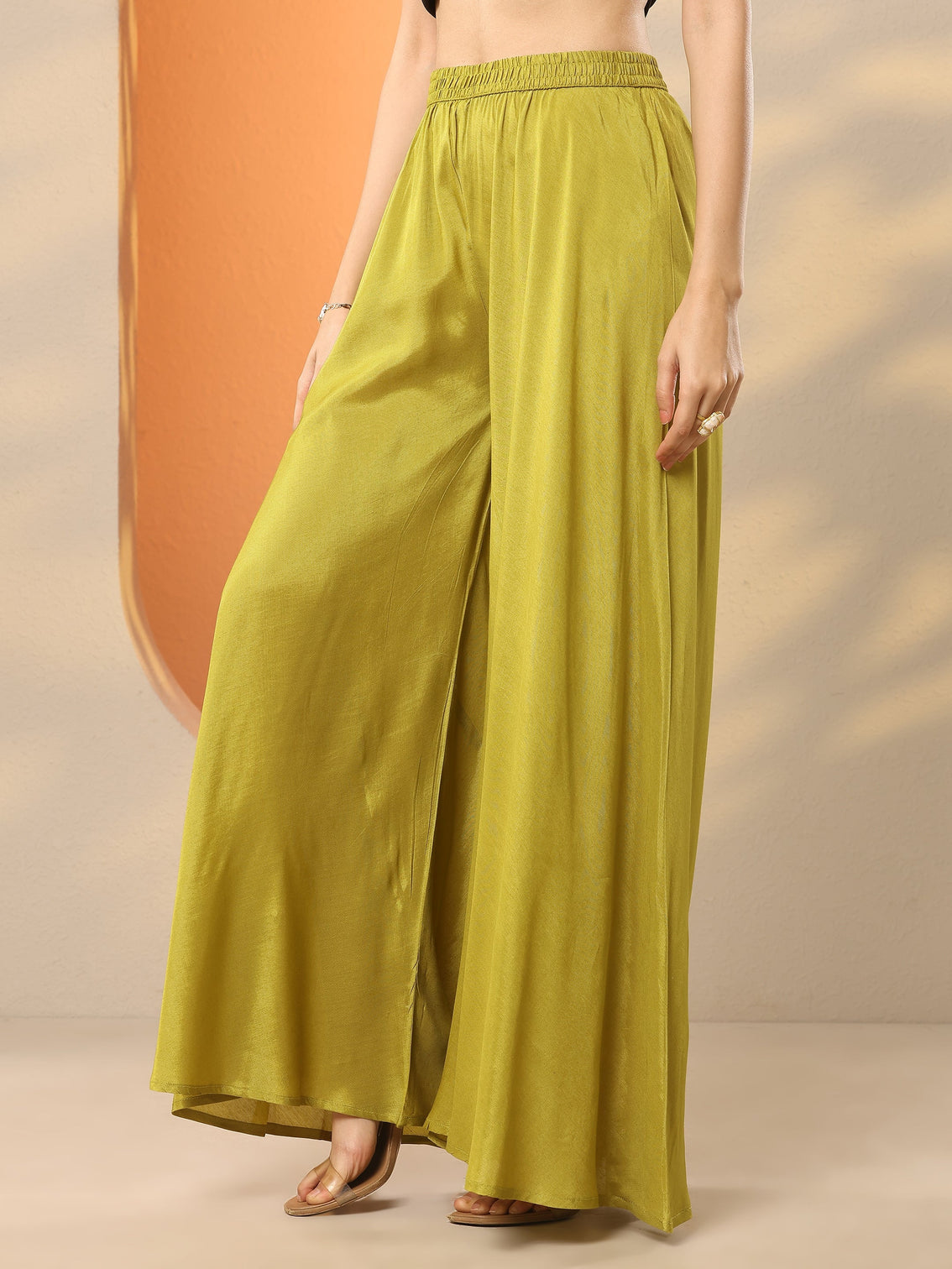 Mameraa Green Printed Crepe A-Line Kurta Set