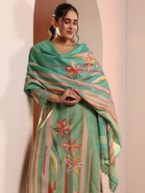 Libas Green Abstract Printed Crepe Straight Suit Set With Dupatta