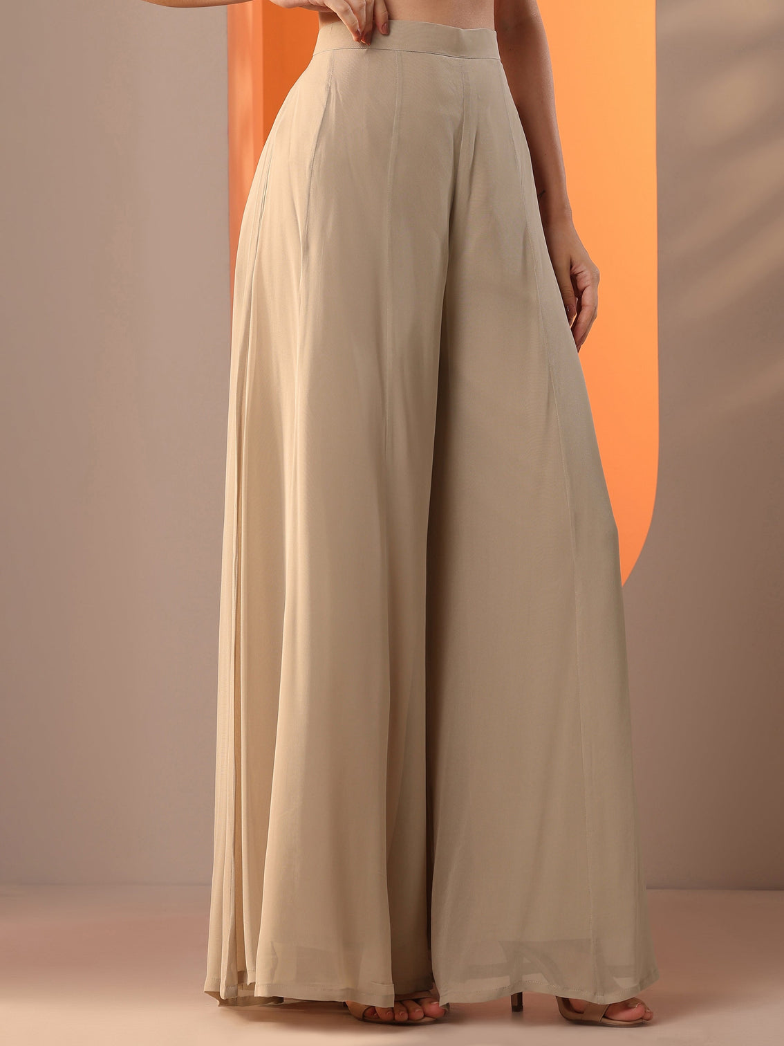 Mameraa Tan Embellished Georgette Straight Suit Set With Dupatta