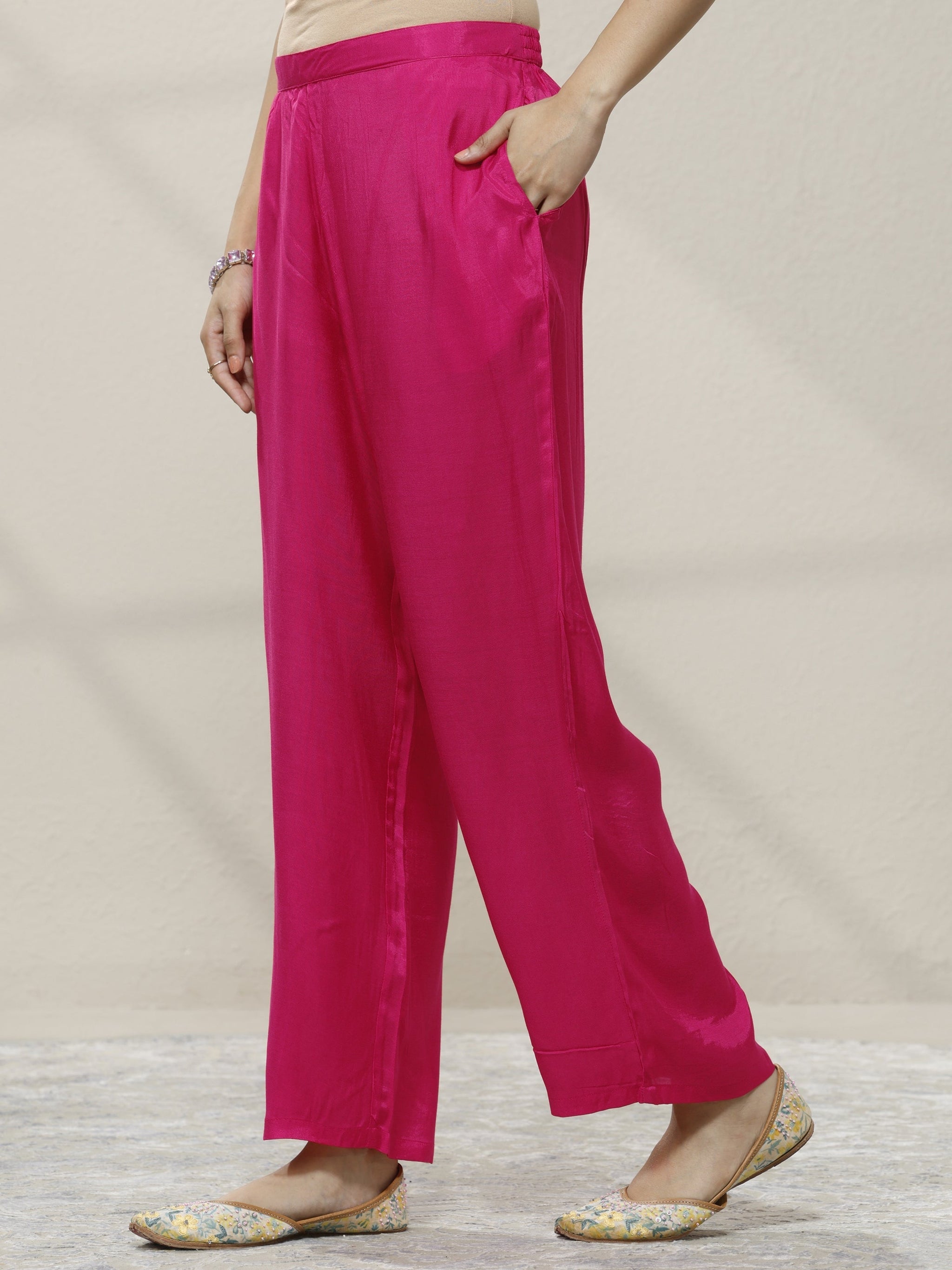 Libas Pink Printed Chinon Straight Suit Set With Dupatta