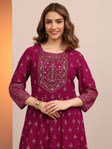 Libas Pink Embroidered Georgette Anarkali Suit Set With Dupatta