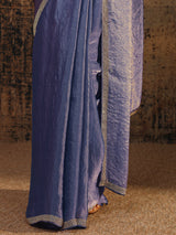Libas Lavender Solid Satin Saree With Unstitched Blouse Piece