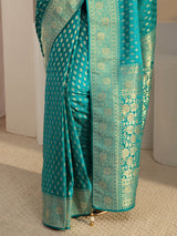 Libas Green Banarasi Silk Blend Saree With Unstitched Blouse Piece