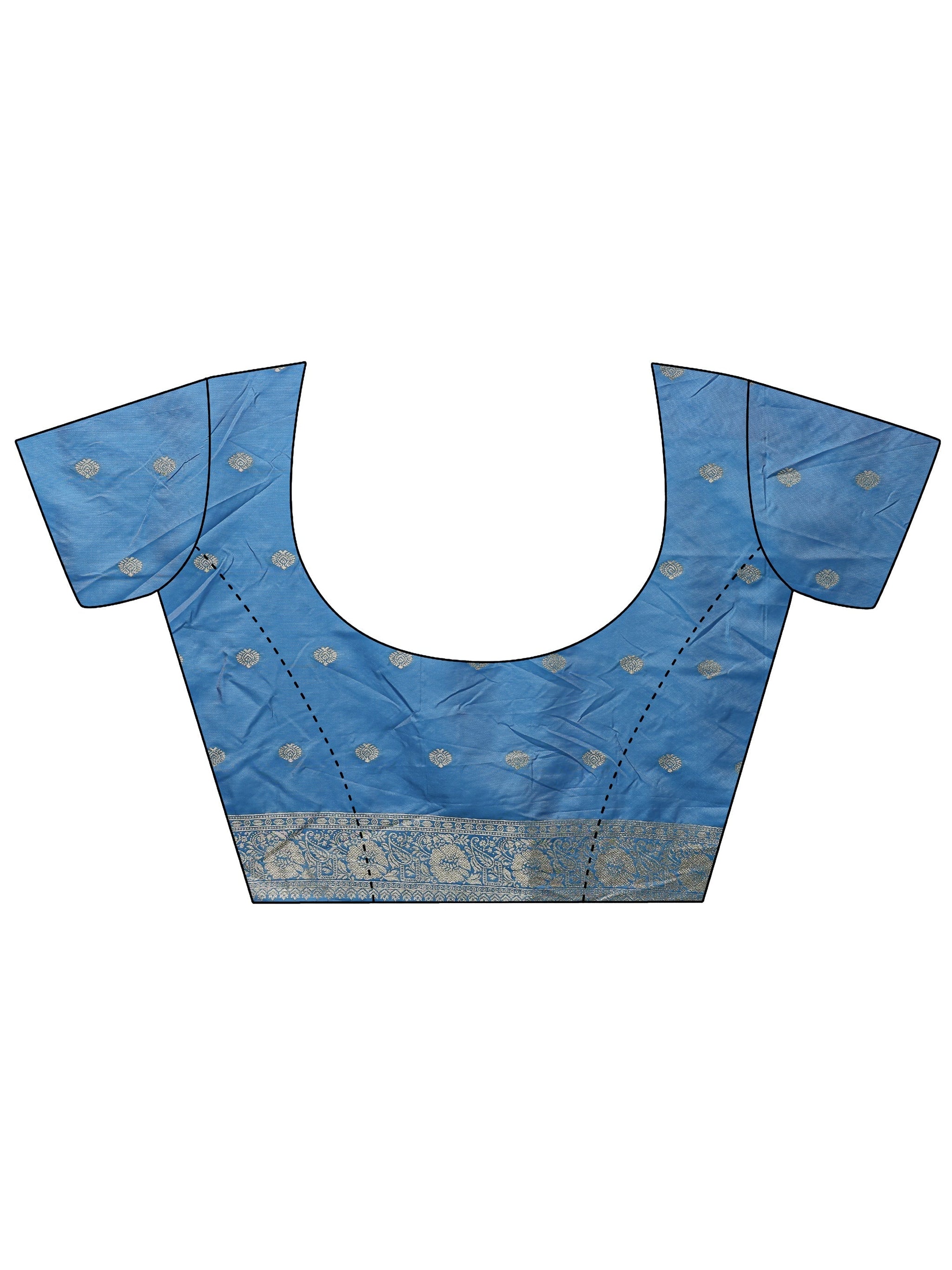 Libas Blue Floral Woven Design Silk Blend Saree With Unstitched Blouse Piece