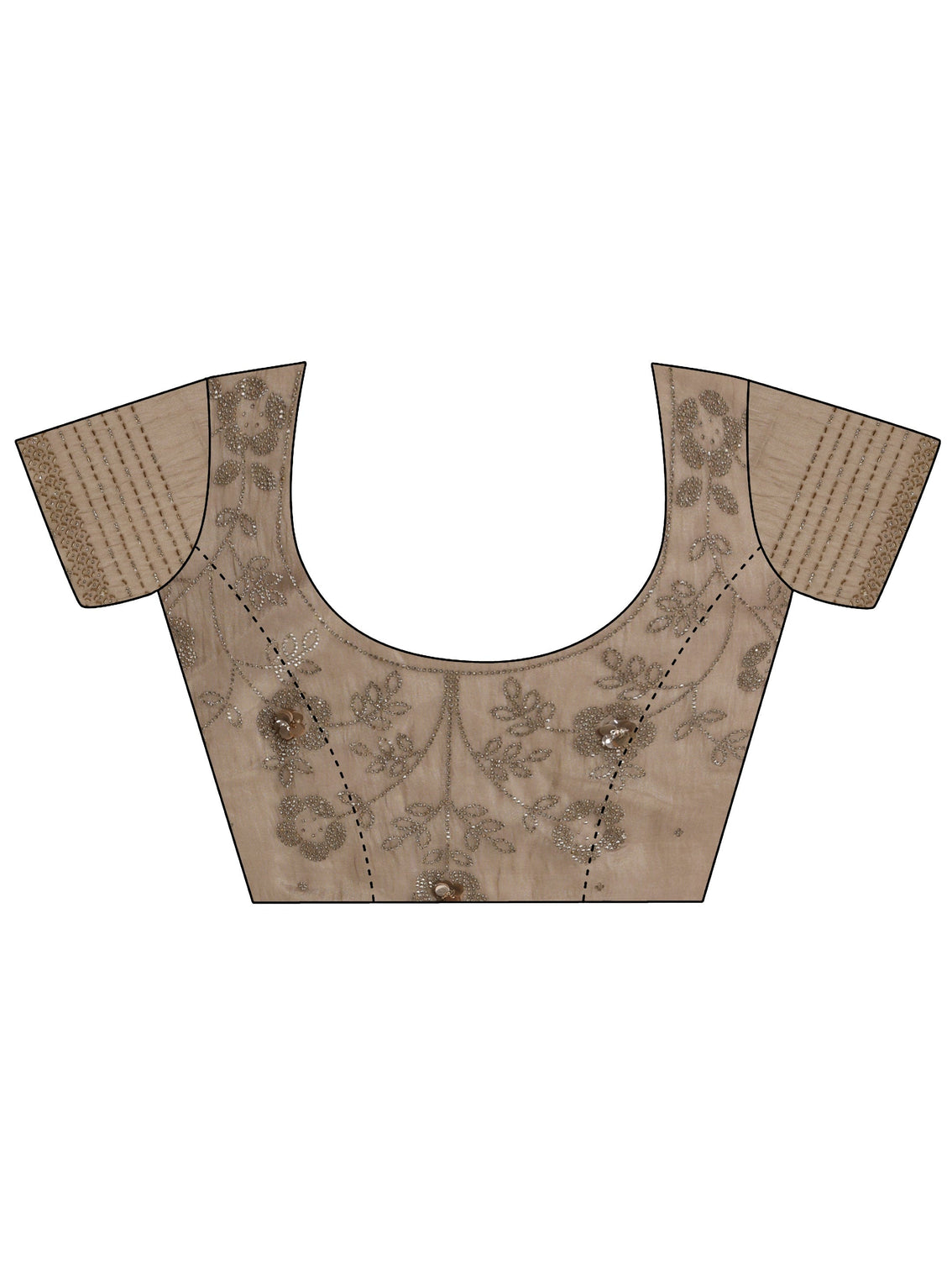 Mameraa Golden Embellished Tissue Saree With Unstiched Blouse Piece