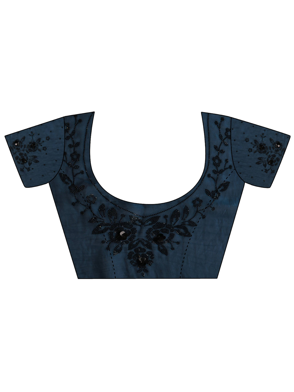 Mameraa Blue Embellished Tissue Saree With Unstitched Blouse Piece