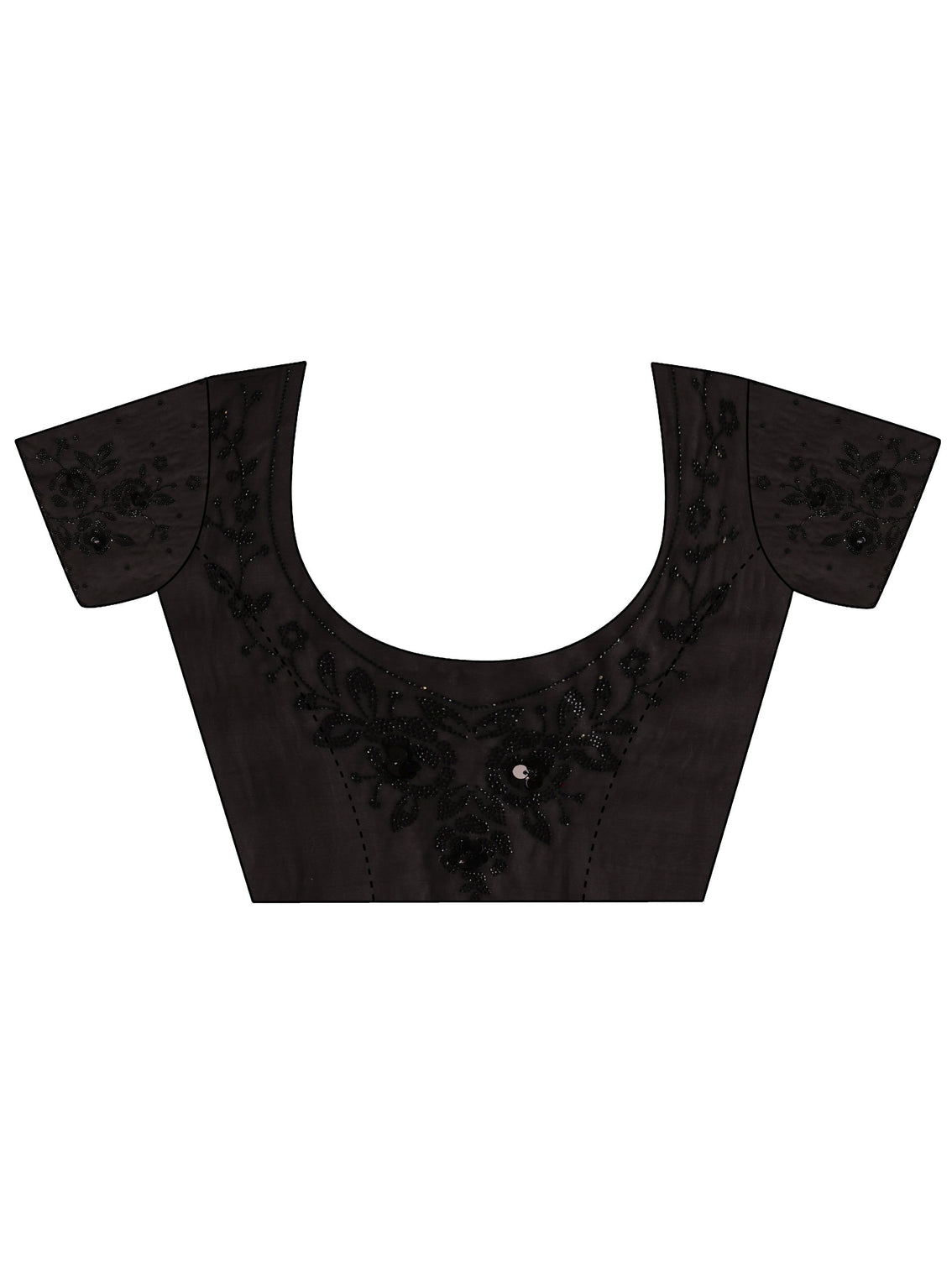 Mameraa Black Embellished Tissue Saree With Unstiched Blouse Piece