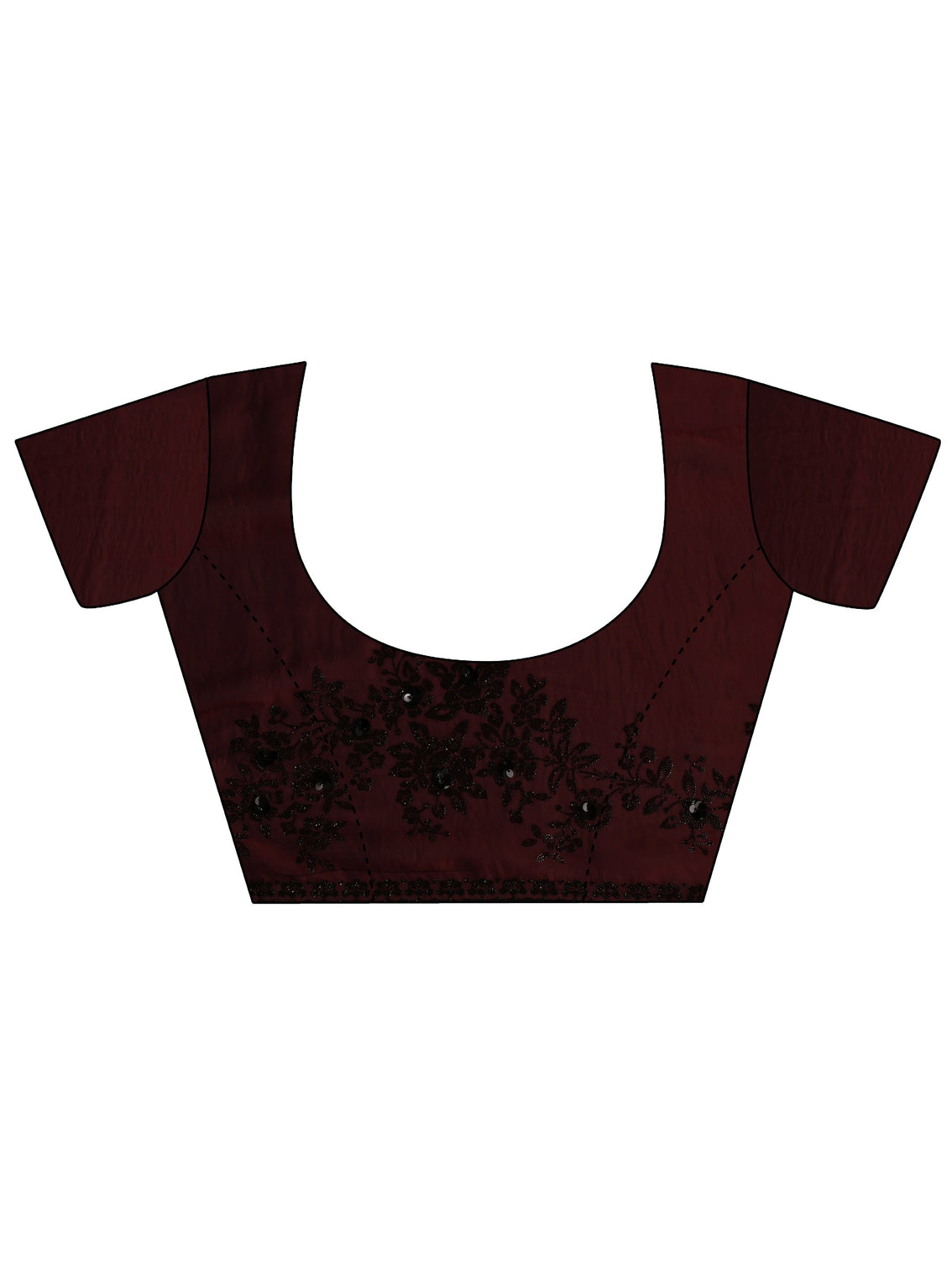 Mameraa Burgundy Embellished Tissue Saree With Unstiched Blouse Piece