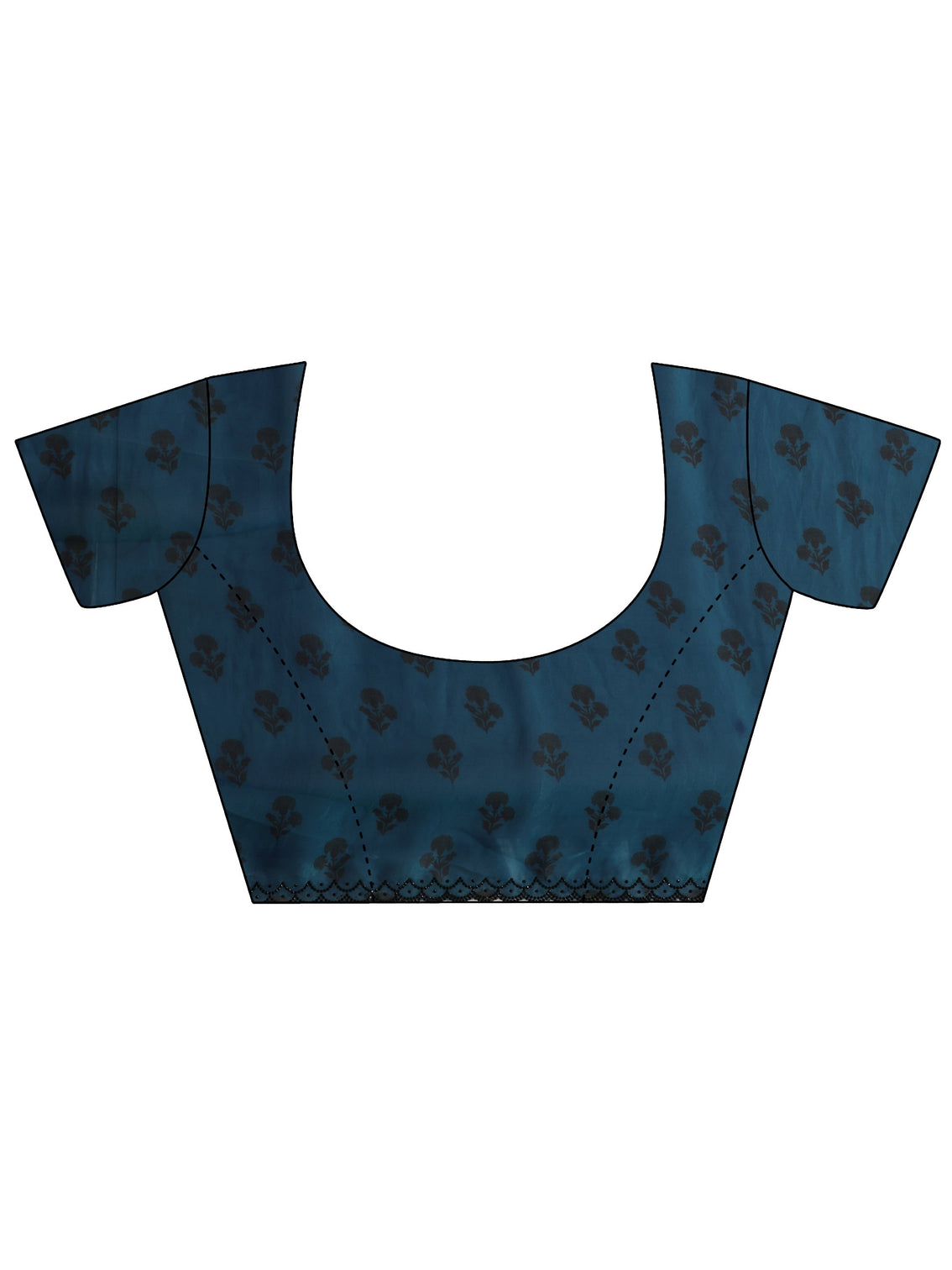 Mameraa Blue Floral Embellished Tissue Saree With Unstitched Blouse Piece