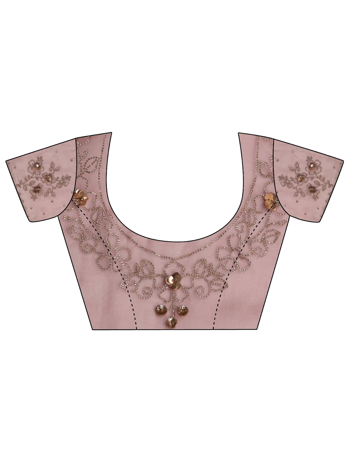 Mameraa Pink Embellished Organza Saree With Unstiched Blouse Piece