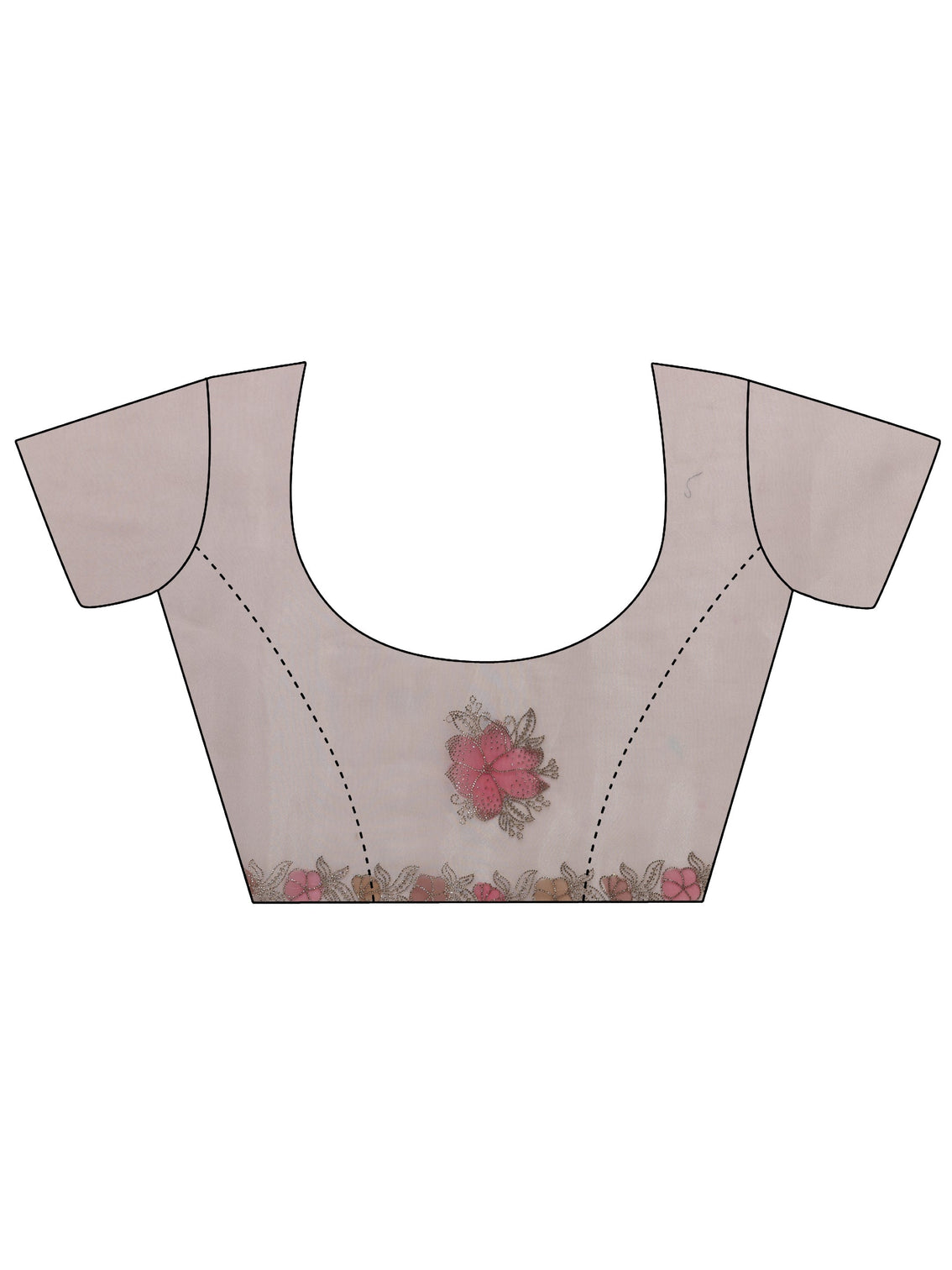Mameraa Ivory Floral Embellished Organza Sareewith Unstitched Blouse Piece