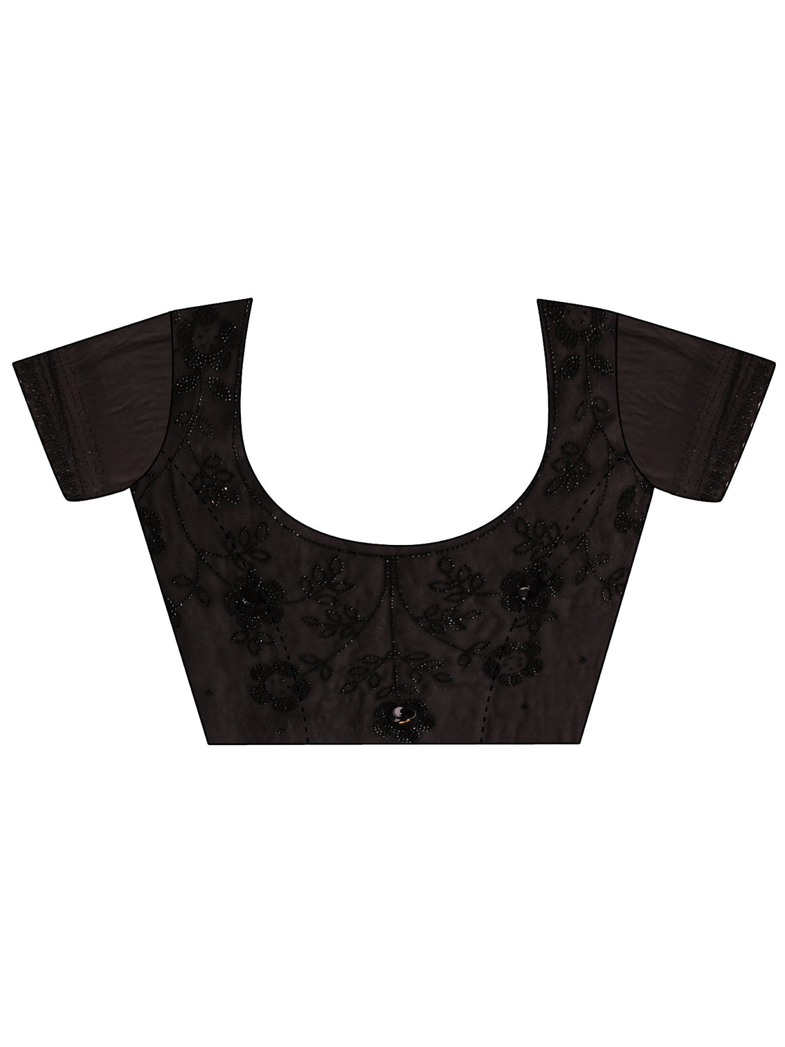 Mameraa Black Embellished Tissue Saree With Unstiched Blouse Piece