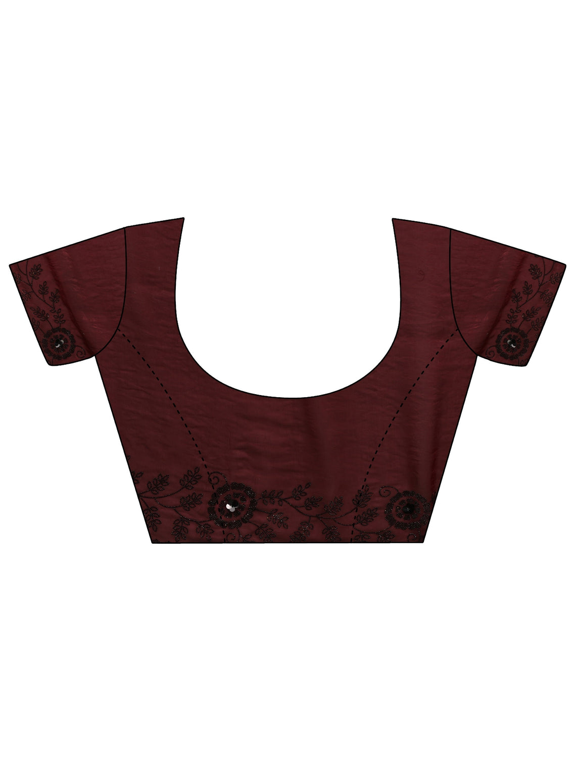 Mameraa Burgundy Embellished Tissue Saree With Unstiched Blouse Piece
