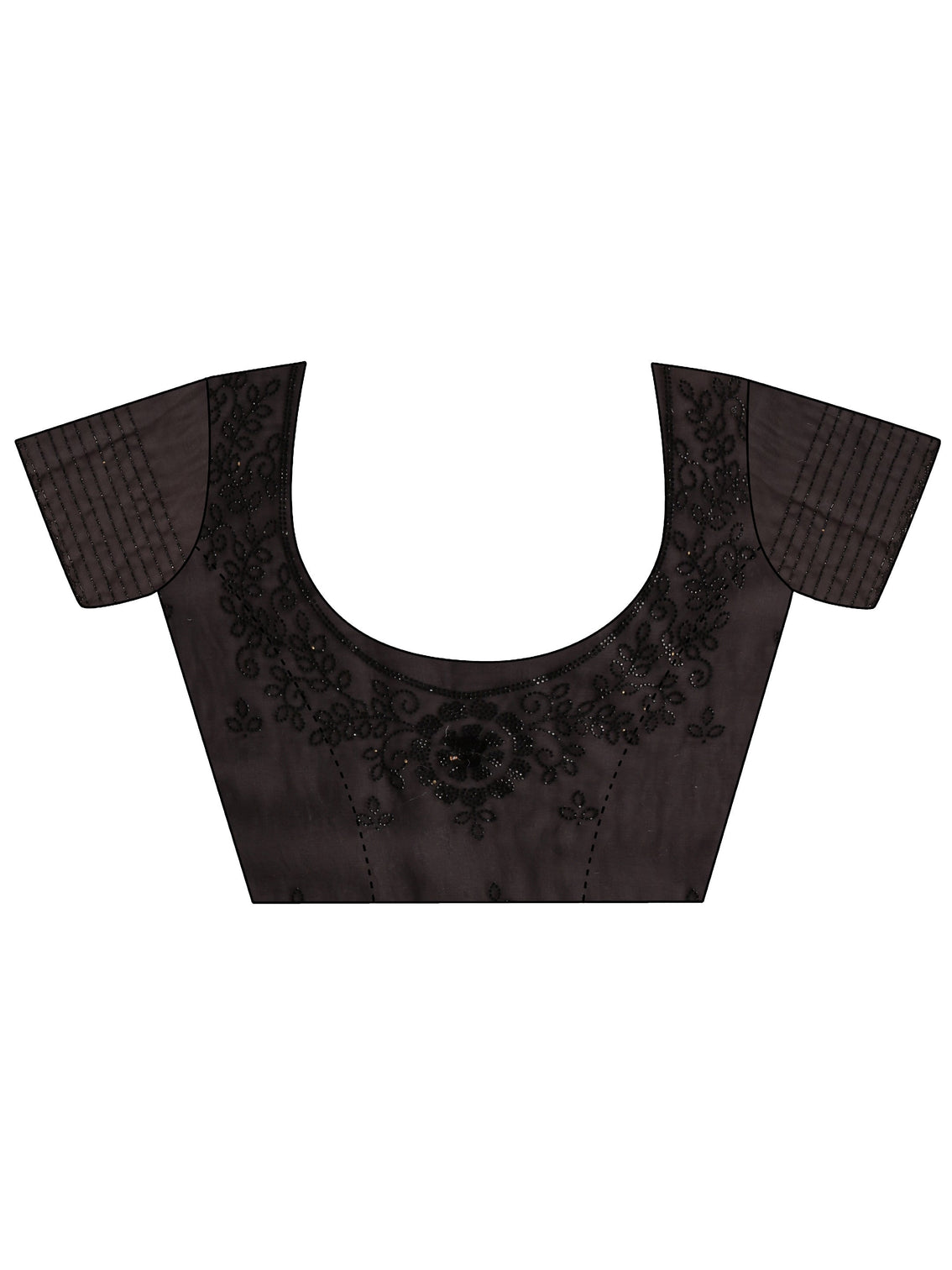 Mameraa Black Embellished Tissue Saree With Unstiched Blouse Piece