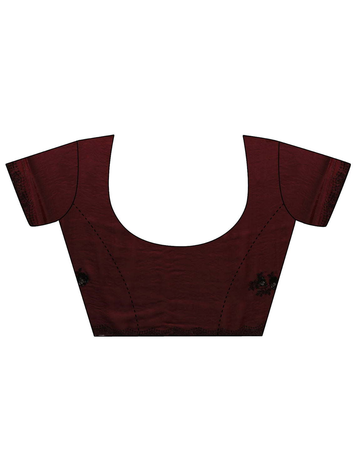 Mameraa Maroon Floral Embellished Organza Saree With Unstitched Blouse Piece