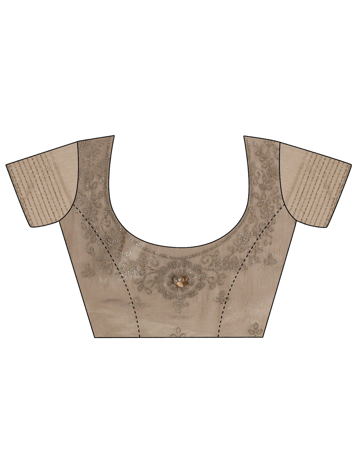 Mameraa Taupe Embellished Chiffon Saree With Unstitched Blouse Piece